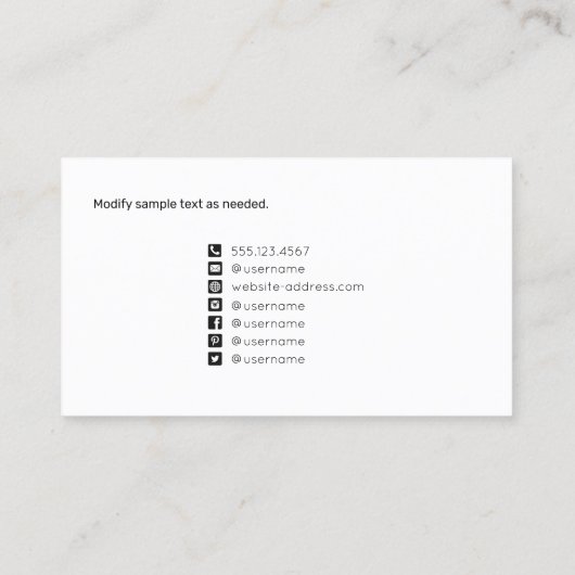 ソーシャルメディはっきりしたアアイコンフォトカード 名刺 (裏面)