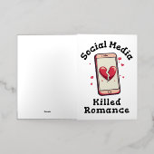 ソーシャルメディアがロマンスを殺した 箔グリーティングカード (外側レイダウン)
