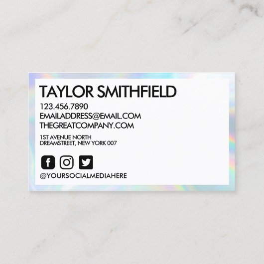 ソーシャルメディアが目にホログラフィックトレンディー 名刺 (裏面)