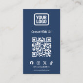 ソーシャルメディアでつながる Instagram ネイビー QR 名刺 (正面)