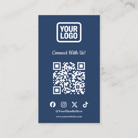 ソーシャルメディアでつながる Instagram ネイビー QR 名刺 (正面)