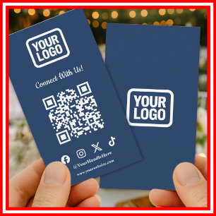 ソーシャルメディアでつながる Instagram ネイビー QR 名刺