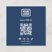 ソーシャルメディアでつながろう インスタグラム ネイビーQR スクエア名刺 (正面)