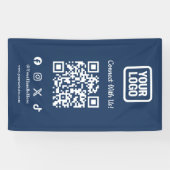 ソーシャルメディアでつながろう Instagram ネイビー QRコード 横断幕 (横)