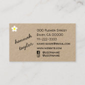 ソーシャルメディアでデイジーの名前を手作りするのが大好き 名刺 (裏面)