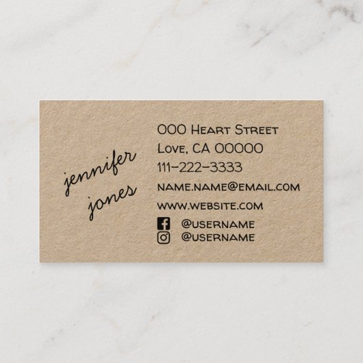 ソーシャルメディアでハートを手作りするのが好き 名刺 (裏面)