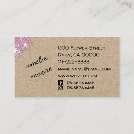 ソーシャルメディアで名前を使って手づくったスターが大好き 名刺 (裏面)