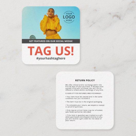 ソーシャルメディアで紹介 |返品ポリシー スクエア名刺 (正面/裏面)