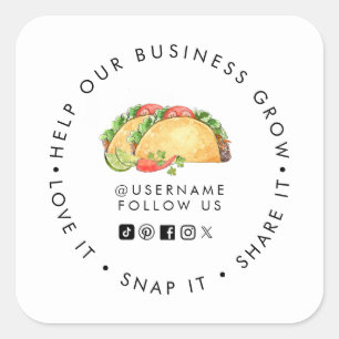 ソーシャルメディアで Taco shop ビジネスの成長を助ける スクエアシール