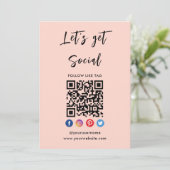 ソーシャルメディアとの接続モダン赤面ピンク 招待状 (スタンド正面)