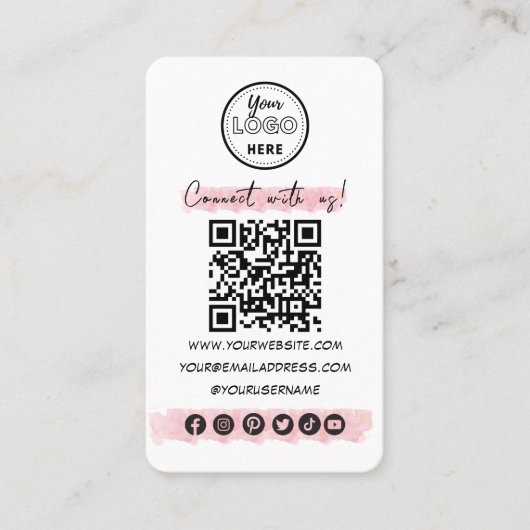 ソーシャルメディアとの接続QRコードのミニマリスト 名刺 (正面)