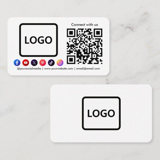 ソーシャルメディアとの接続QRコードトレンディー 名刺 (正面/裏面)
