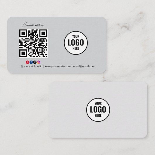 ソーシャルメディアとの接続QRコードブラックビジネス 名刺 (正面/裏面)