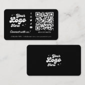 ソーシャルメディアと接続QRコードブラック 名刺 (正面/裏面)