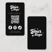 ソーシャルメディアと接続QRコードブラック 名刺 (正面/裏面)
