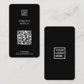 ソーシャルメディアと接続QRコードブラック 名刺 (正面/裏面)