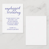 ソーシャルメディアに投稿しない青いプラグが抜結婚け プレイスカード (正面/裏面)