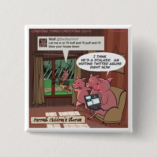 ソーシャルメディアに精通した3頭の豚 缶バッジ (正面)