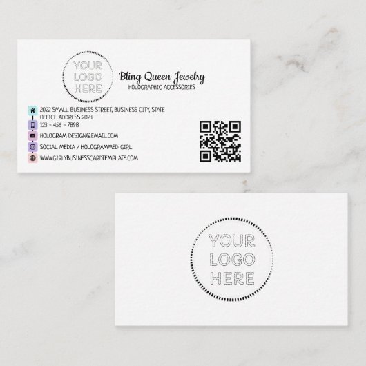 ソーシャルメディアのアイコンのスクリプト汎用Qrコード 名刺 (正面/裏面)