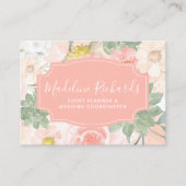 ソーシャルメディアのアイコンを使ったシックな桃のミント多肉料理 名刺 (正面)