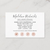 ソーシャルメディアのアイコンを使用したブルゴーニュと赤面フローラ 名刺 (裏面)