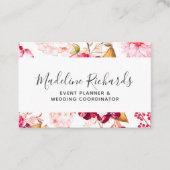 ソーシャルメディアのアイコンを使用したブルゴーニュと赤面フローラ 名刺 (正面)