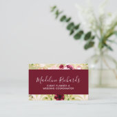 ソーシャルメディアのアイコンを使用したブルゴーニュ&グリーンフローラ 名刺 (スタンド正面)