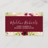 ソーシャルメディアのアイコンを使用したブルゴーニュ&グリーンフローラ 名刺 (正面)