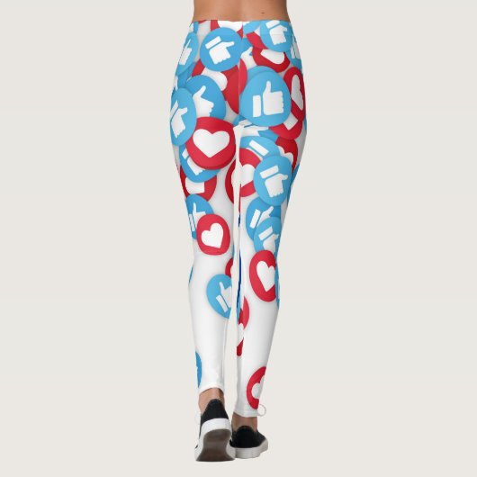 ソーシャルメディアのアイコンレギンス- Like & ハートパターン レギンス (裏面)