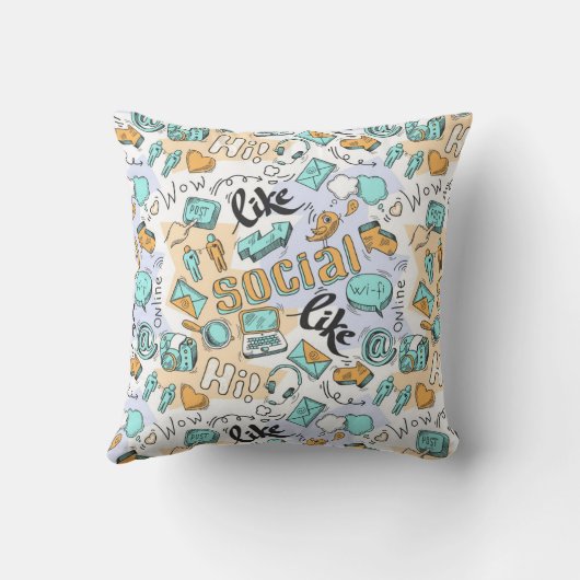 ソーシャルメディアのパターン クッション (裏面)