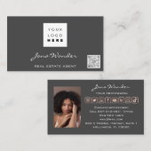 ソーシャルメディアのロゴ写真QRコードブロガーバラグレー 名刺 (正面/裏面)