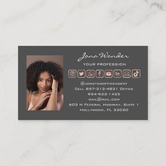 ソーシャルメディアのロゴ写真QRコードブロガーバラグレー 名刺 (裏面)