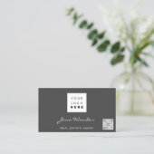 ソーシャルメディアのロゴ写真QRコードブロガーバラグレー 名刺 (スタンド正面)