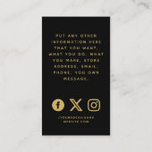 ソーシャルメディアのロゴ、黒および金ゴールドの注文 エンクロージャーカード (裏面)