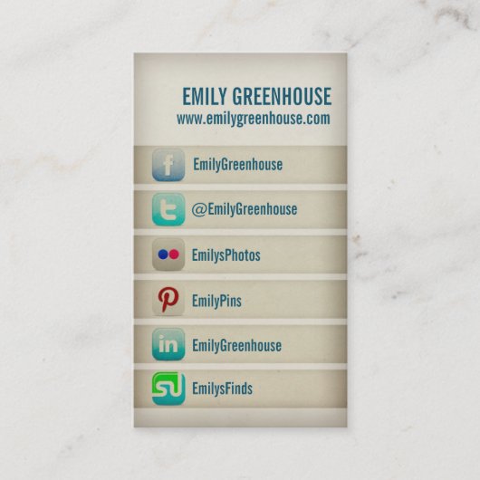 ソーシャルメディアの名刺Facebook Twitter 名刺 (正面)
