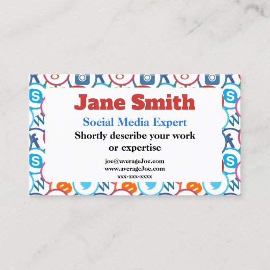 ソーシャルメディアの専門家のための名刺 名刺 (裏面)