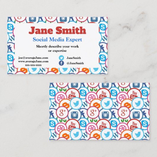ソーシャルメディアの専門家向け名刺 名刺 (正面/裏面)
