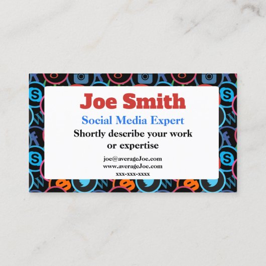 ソーシャルメディアの専門家向け名刺 名刺 (裏面)