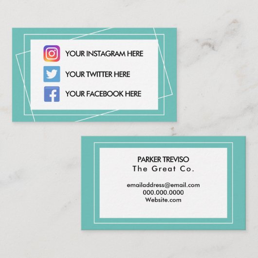 ソーシャルメディアの幾何学的色のブロック 名刺 (正面/裏面)