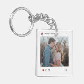 ソーシャルメディアの投稿スタイル写真と名前のカップル キーホルダー (正面左)