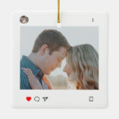ソーシャルメディアの投稿スタイル写真と名前のカップル セラミックオーナメント (裏面)