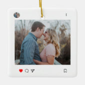 ソーシャルメディアの投稿スタイル写真と名前のカップル セラミックオーナメント (正面)