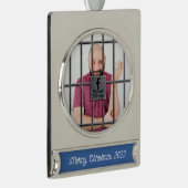 ソーシャルメディアの牢獄の写真 シルバープレートバナーオーナメント (右)