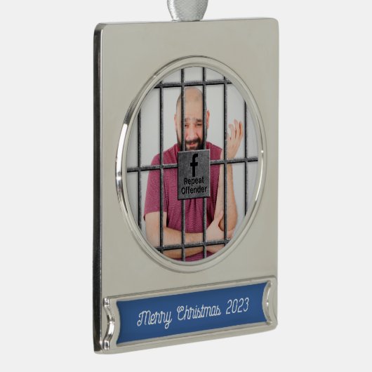 ソーシャルメディアの牢獄の写真 シルバープレートバナーオーナメント (右)