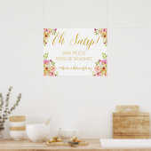 ソーシャルメディアの看板 |ロマンチックな開花 |金ゴールド文字 ポスター (キッチン)