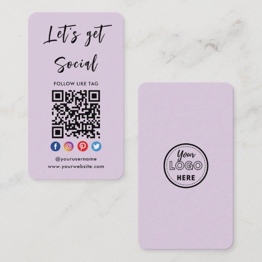 ソーシャルメディアの紫Qrコードに接続 名刺 (正面/裏面)