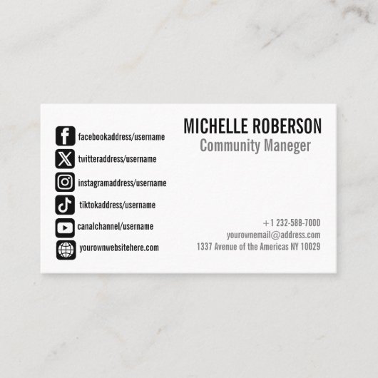 ソーシャルメディアの記号 名刺 (正面)