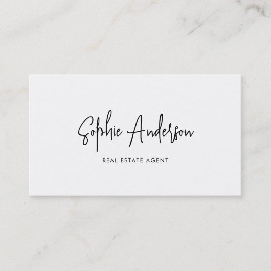 ソーシャルメディアの追加トレンディーモダンスクリプトのミニマリスト 名刺 (正面)