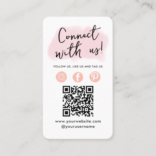 ソーシャルメディアのQRコードがUs Pinkにモダン接続 名刺 (正面)