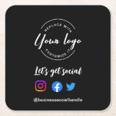 ソーシャルメディアのWebサイトのロゴを取得カスタムする スクエアペーパーコースター (正面)